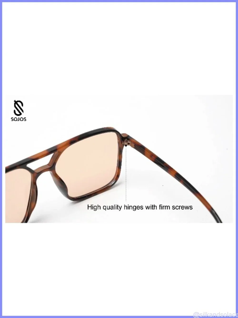SOJOS Retro Aviator Square Sunglasses UV400 Full Frame Adult